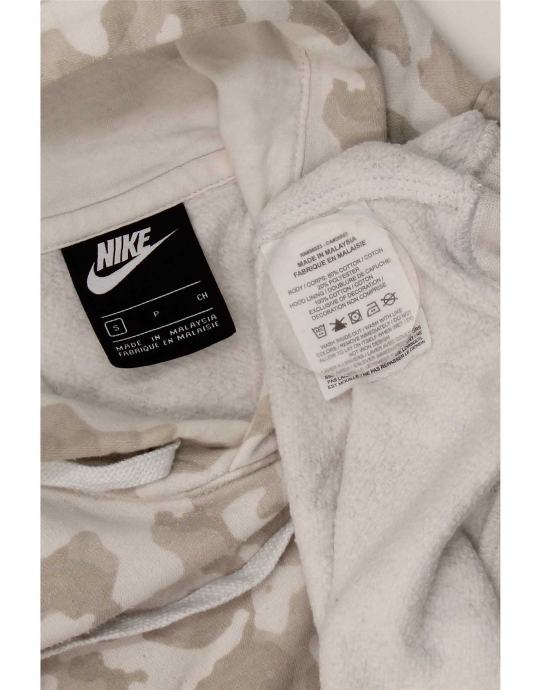 Moletom com capuz masculino Nike pequeno algodão camuflado cinza