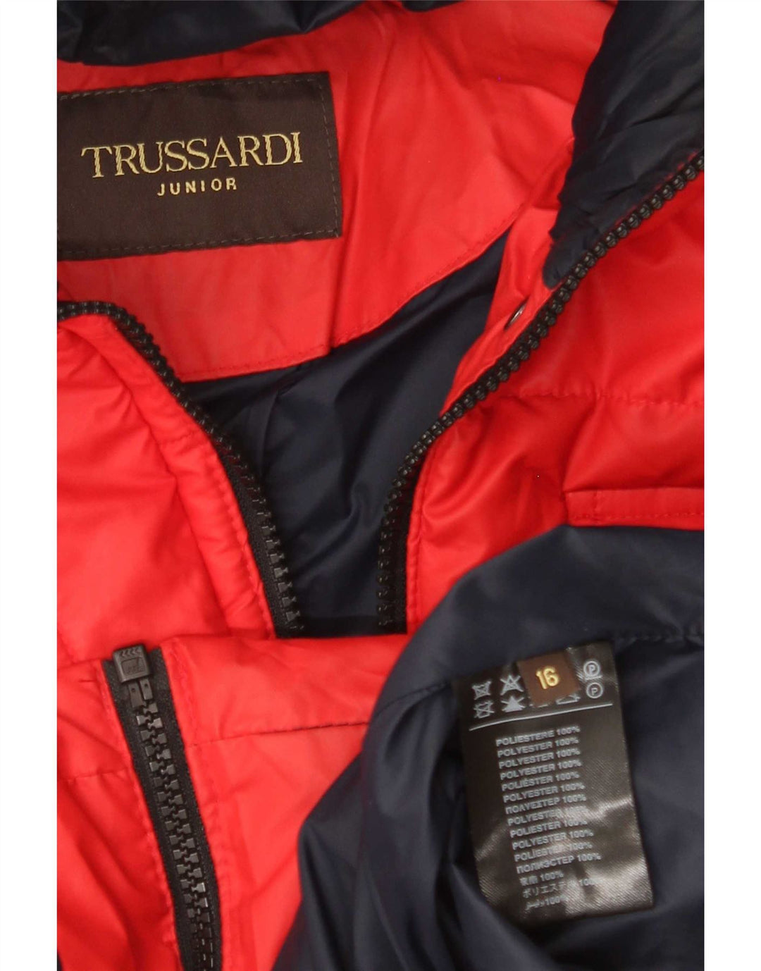 Casaco acolchoado com capuz Trussardi Junior para meninas 15-16 anos poliéster vermelho