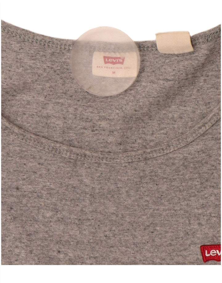 Camiseta feminina Levi's UK 12 algodão manchado cinza médio