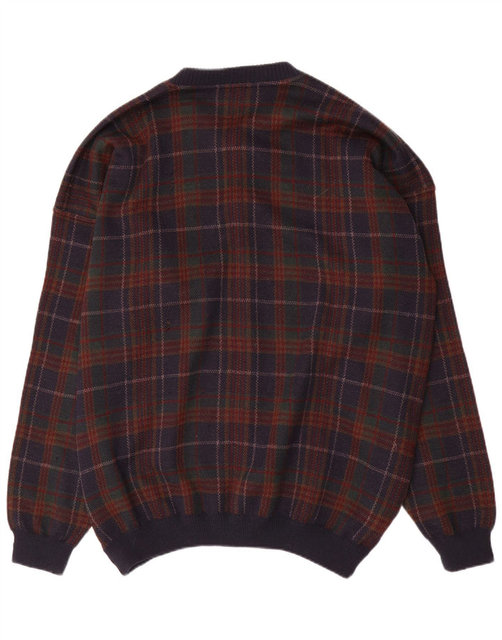 Suéter cardigã masculino Canda 2XL acrílico xadrez multicolorido