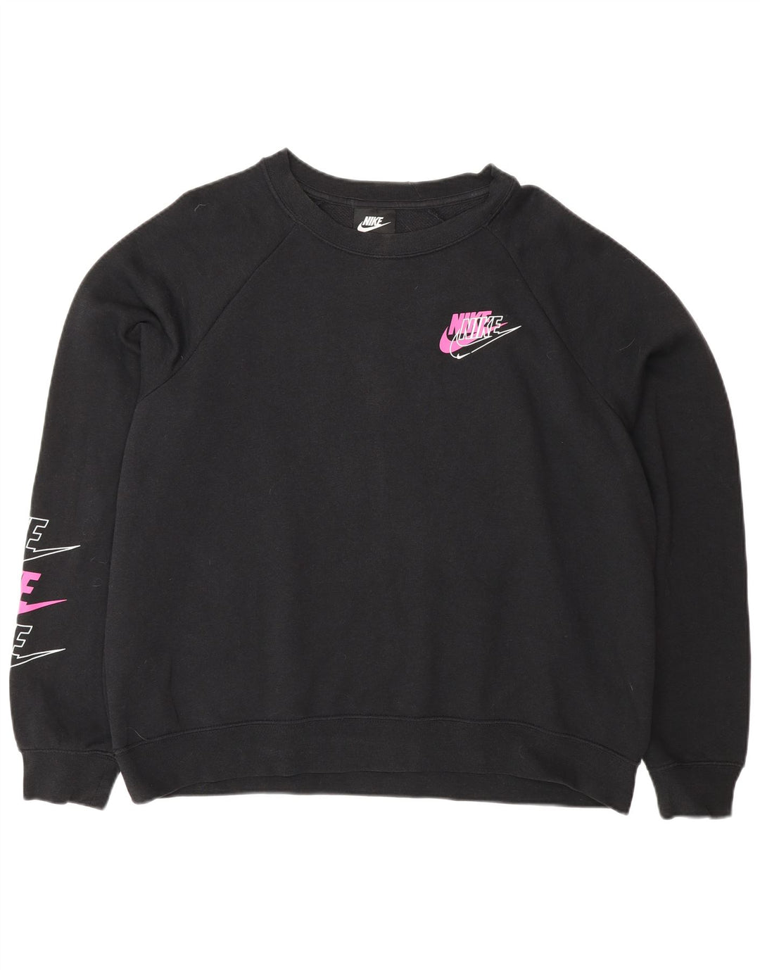 Jumper de moletom gráfico oversized Nike feminino Reino Unido 16 grande algodão preto