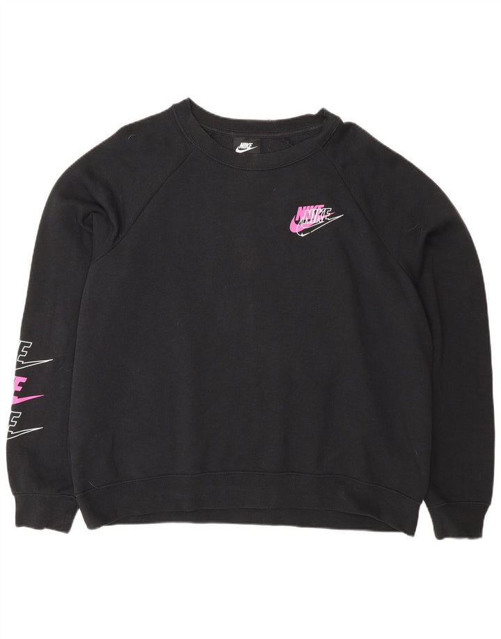 Jumper de moletom gráfico oversized Nike feminino Reino Unido 16 grande algodão preto
