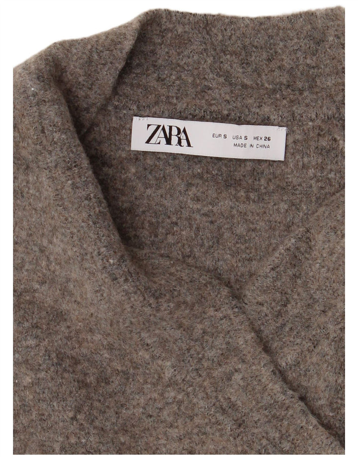 Suéter Zara Feminino Crop Cardigan Reino Unido 10 Pequeno Cinza