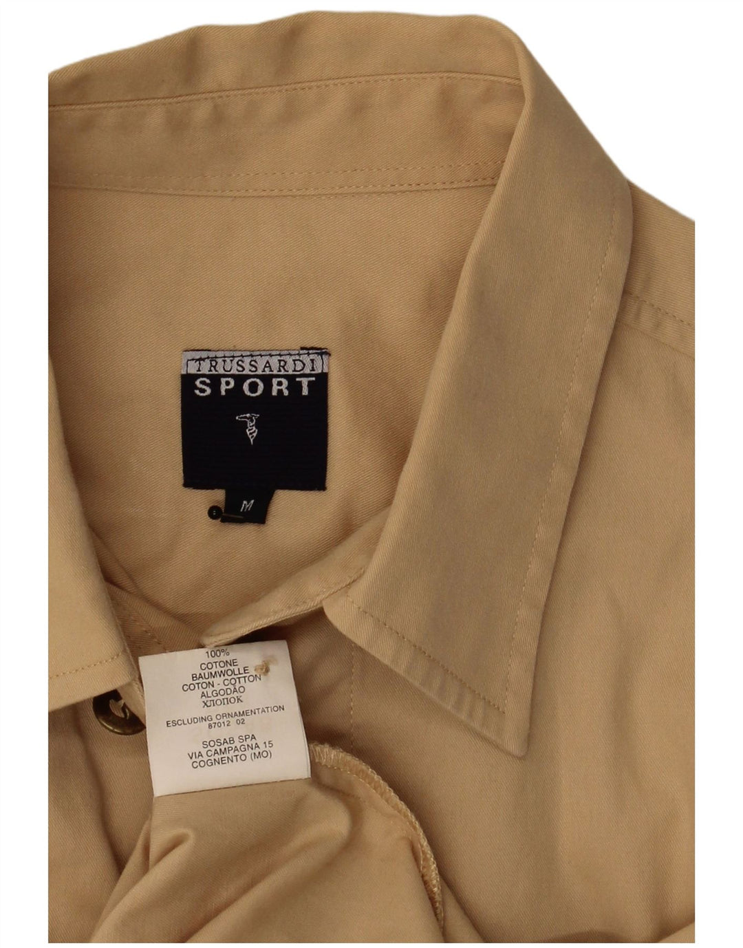 Camisa masculina de manga curta Trussardi algodão bege médio