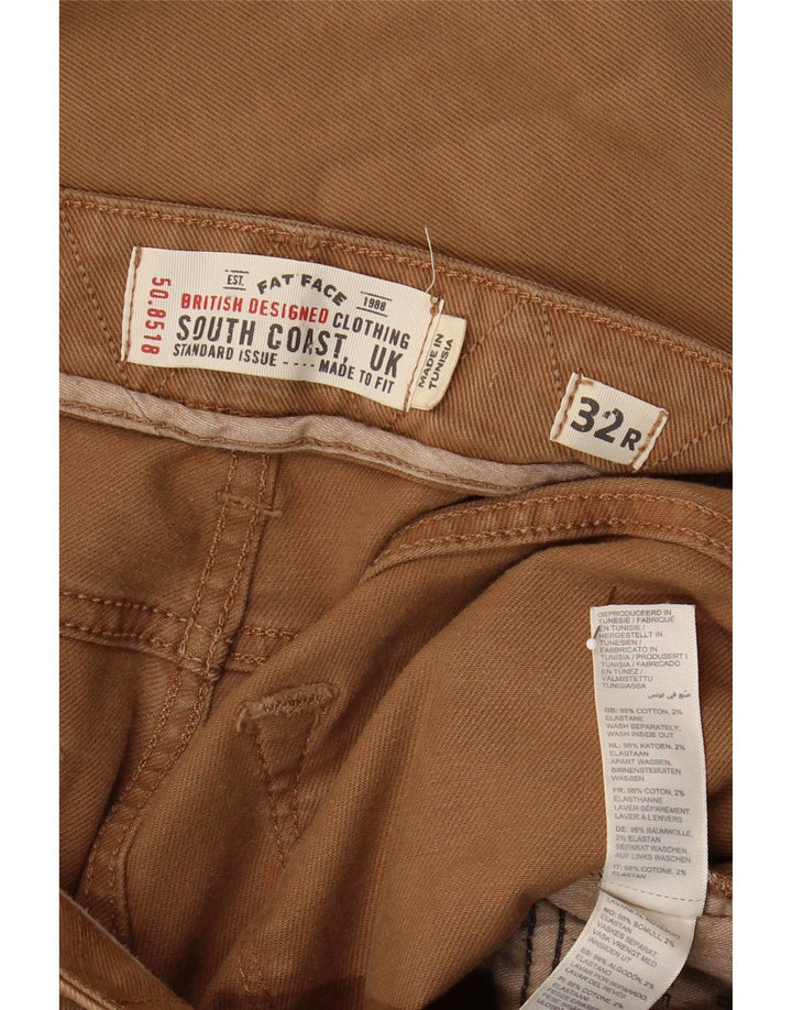 Calça jeans reta masculina Fat Face W32 L30 algodão bege