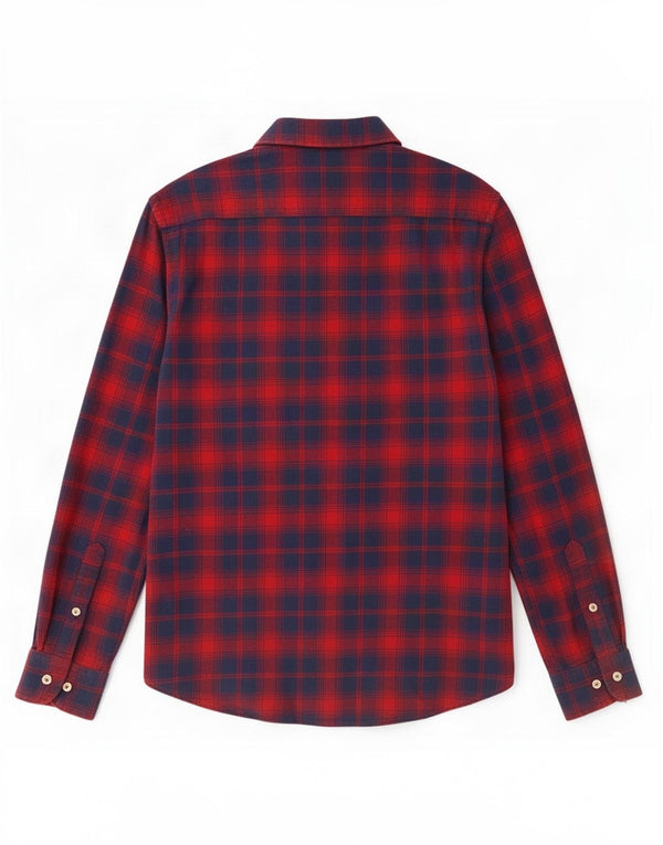 Camisa masculina de flanela Carrera Regular Fit médio vermelho xadrez algodão