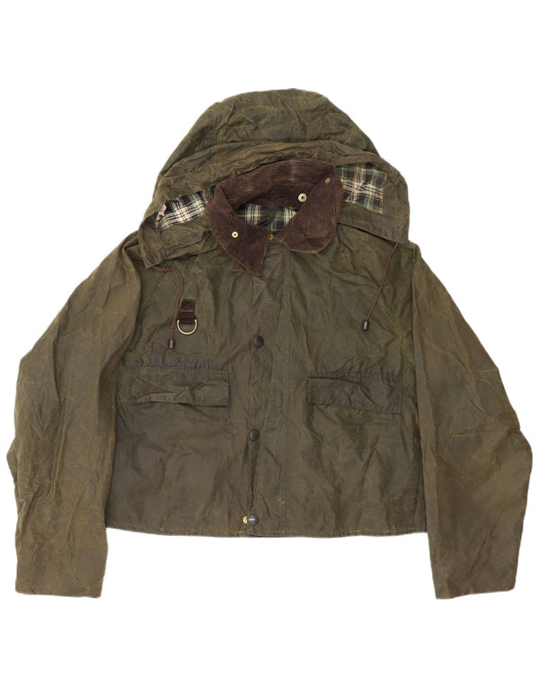 Jaqueta masculina Barbour Spey de algodão encerado com capuz Reino Unido 40 algodão cáqui grande