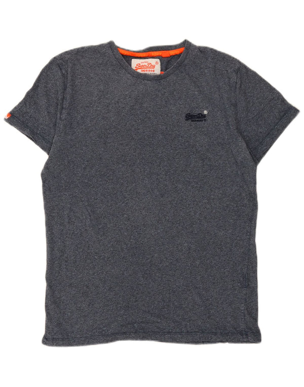 Camiseta masculina Superdry Top grande algodão manchado azul marinho