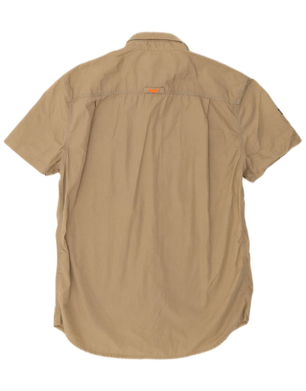 Camisa masculina Superdry manga curta regular fit grande algodão bege