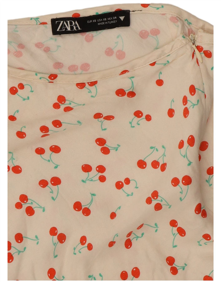 Zara mini saia feminina com padrão abstrato XS W24 branca