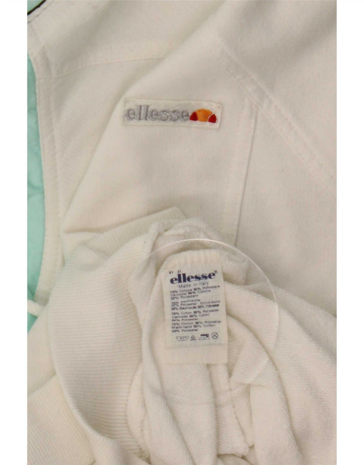 Suéter masculino Ellesse com gola redonda e botão grande de algodão colorido branco