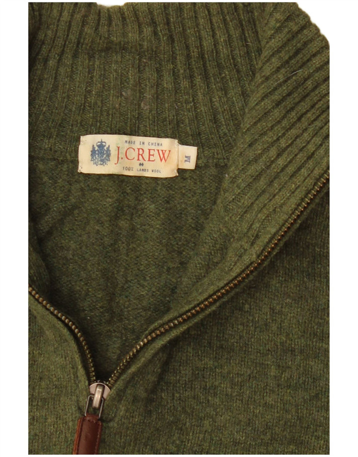 Suéter masculino J. Crew com zíper e gola em lã verde médio