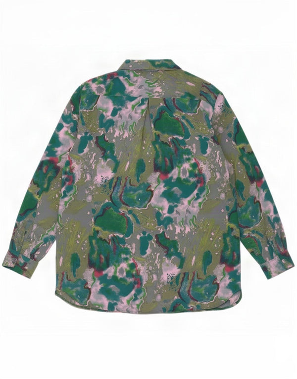 Blusa feminina vintage com padrão abstrato Reino Unido 20 2XL multicolorida