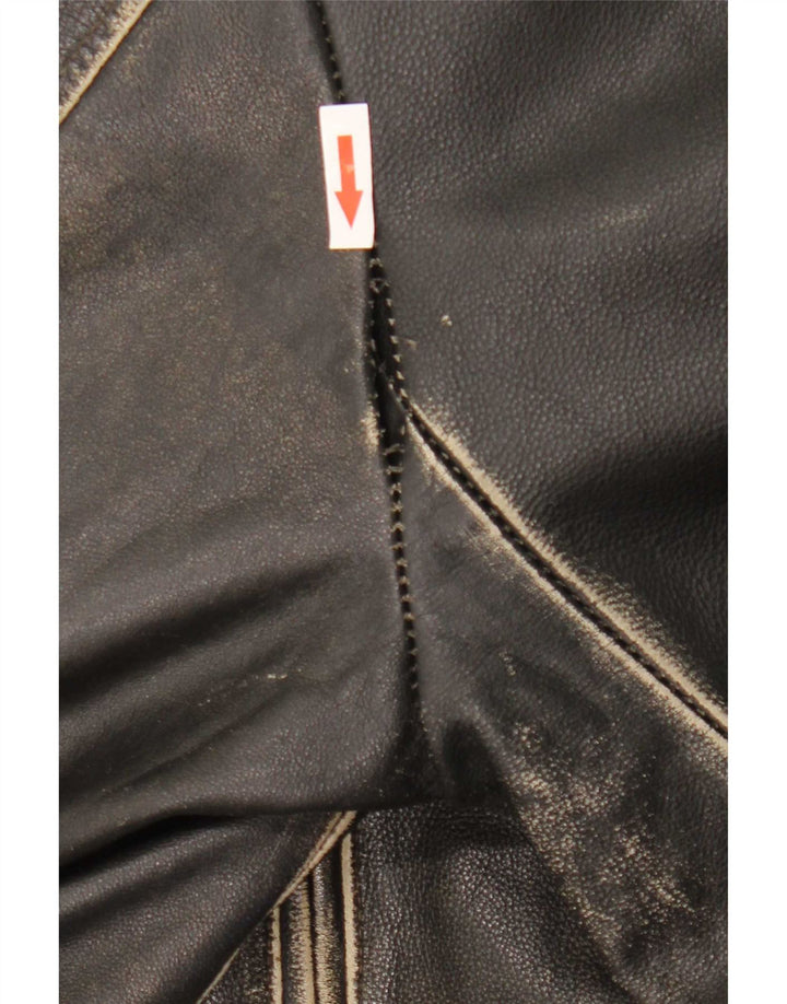Jaqueta de couro masculina vintage IT 54 2XL preta