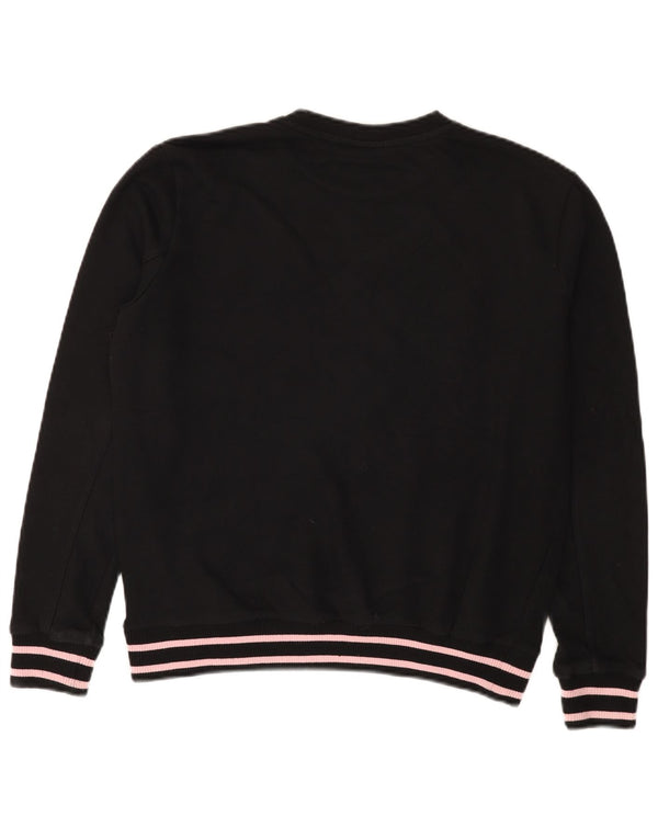 FILA moletom gráfico feminino jumper UK 14 médio algodão preto