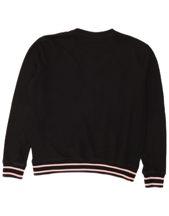 FILA moletom gráfico feminino jumper UK 14 médio algodão preto