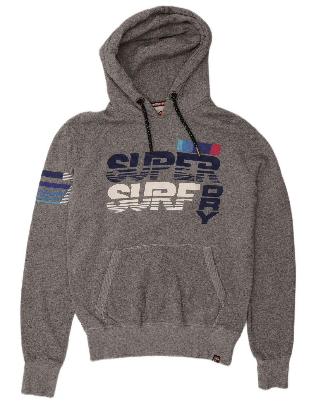 Suéter Superdry masculino com capuz gráfico cinza médio algodão