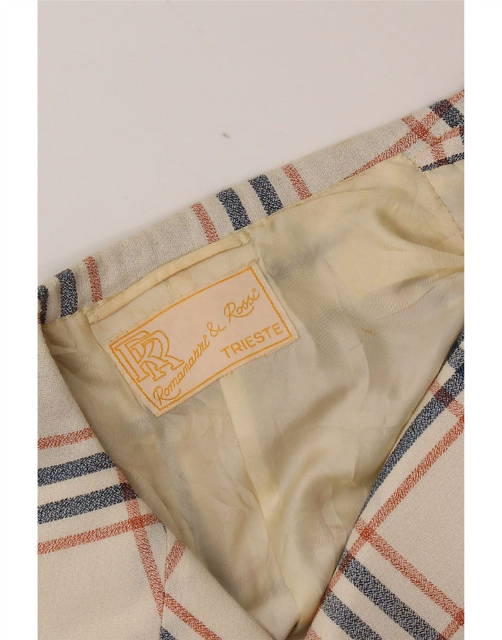 Jaqueta Blazer Masculina Vintage com 2 Botões UK 38 Médio Off White Check