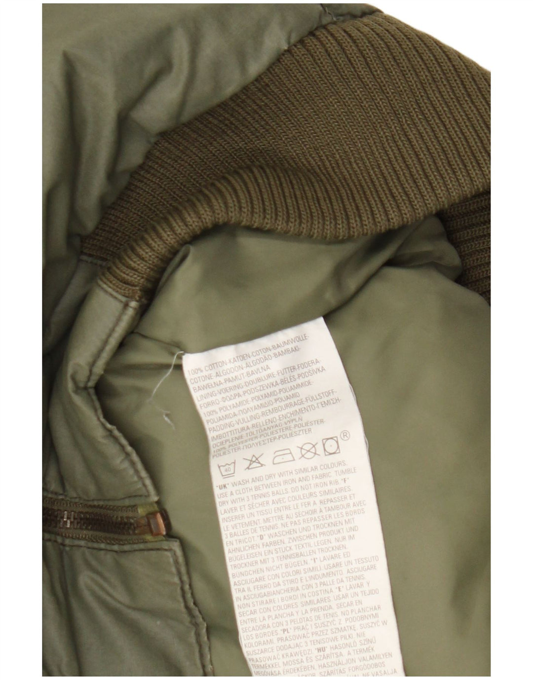 Colete acolchoado masculino Levi's UK 40 grande algodão verde