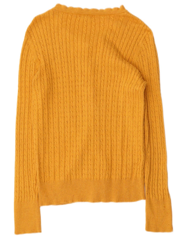 Suéter cardigã feminino Eddie Bauer Reino Unido 10 pequeno algodão amarelo