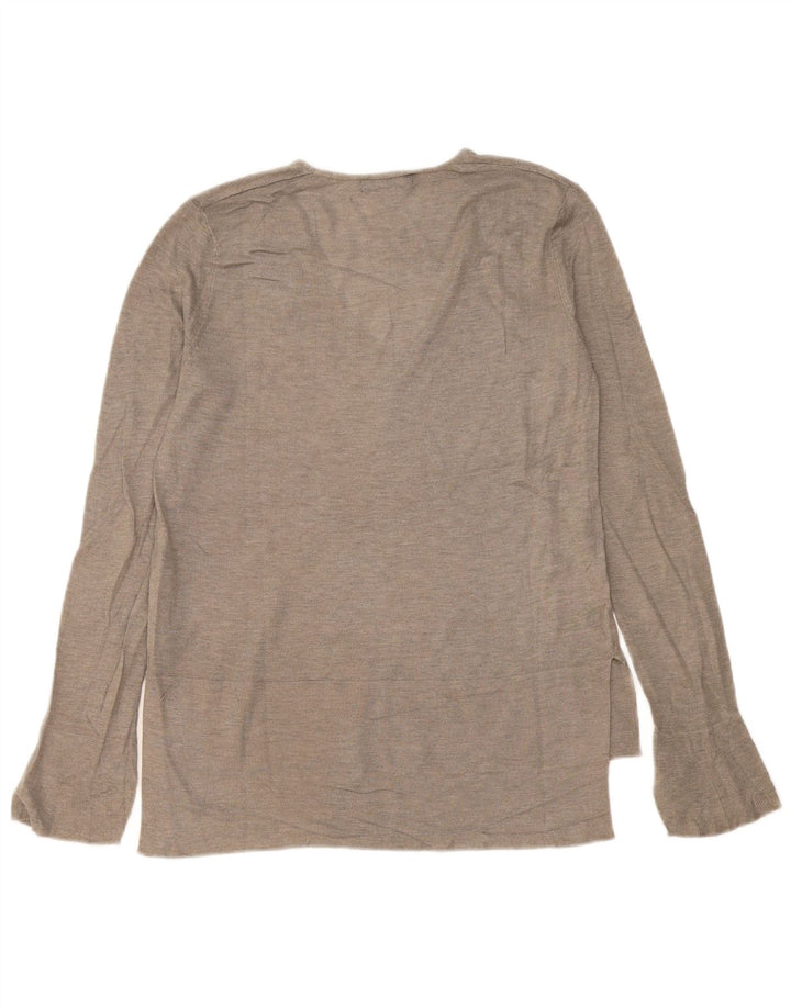 Zara Top feminino oversized manga comprida Reino Unido 6 XS Viscose cinza