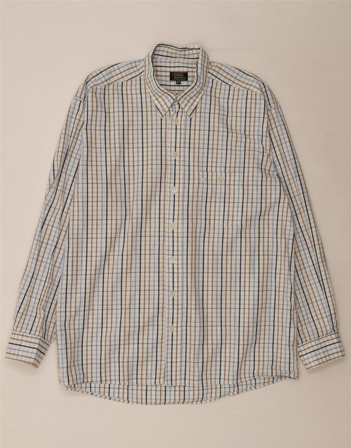 CAMEL ACTIVE Camisa masculina grande de algodão xadrez branco