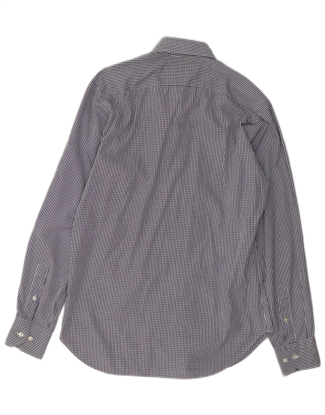 Camisa masculina ETRO de algodão guingão azul marinho médio