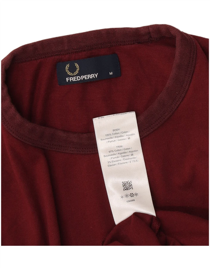 Fred Perry Camiseta masculina Top médio algodão Borgonha