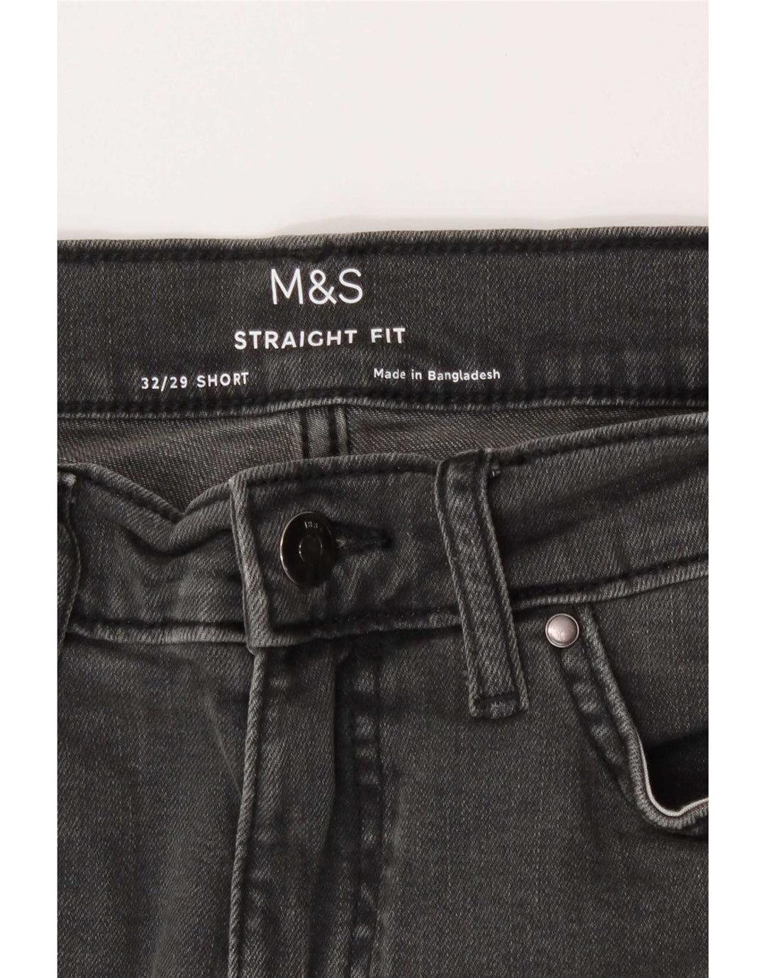 Jeans retos masculinos Marks & Spencer W32 L29 algodão cinza