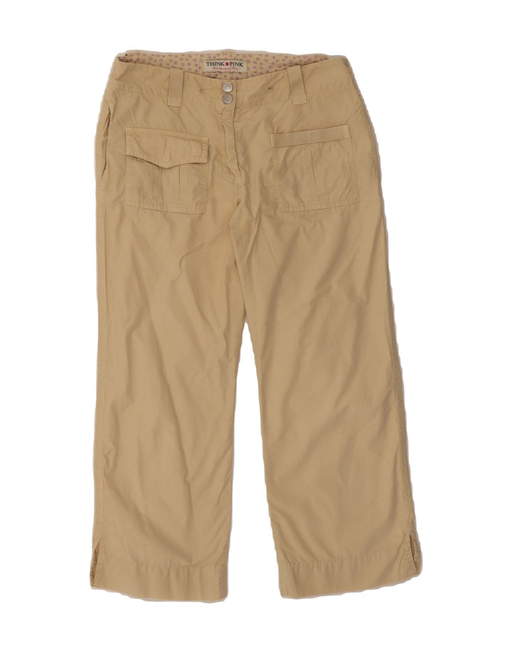 THINK PINK Womens Straight Capri Trousers W26 L23 Beige Cotton Vintage Think Pink and Second-Hand Think Pink from Messina Hembry 