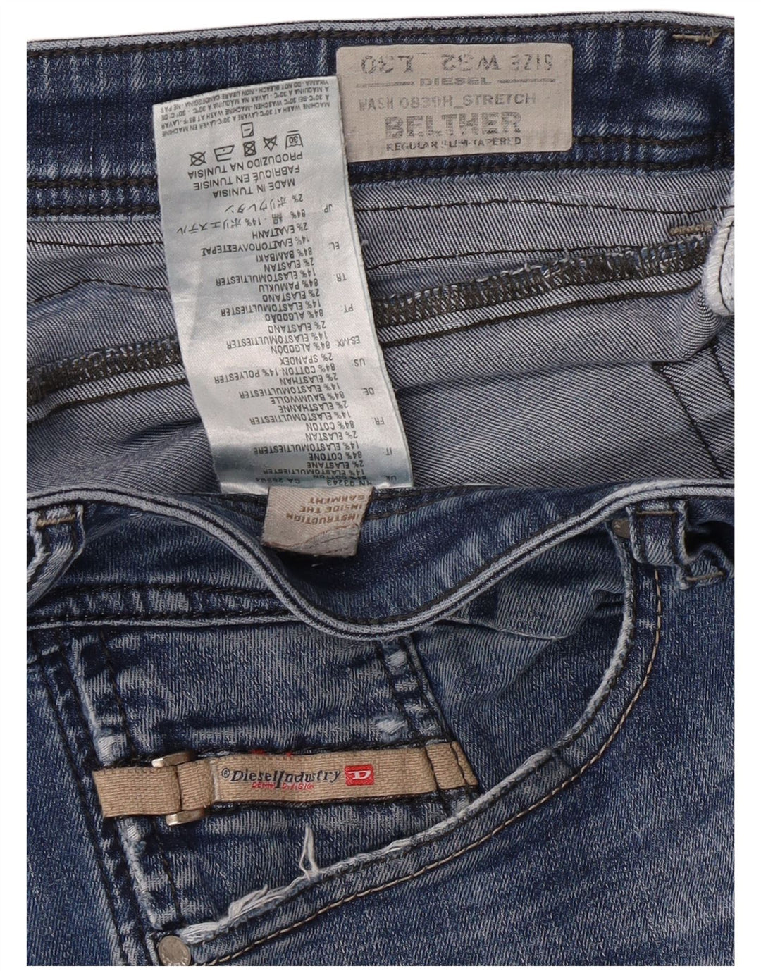 Diesel Feminino Belther Regular Slim Fit Calça Jeans W32 L30 Azul Algodão