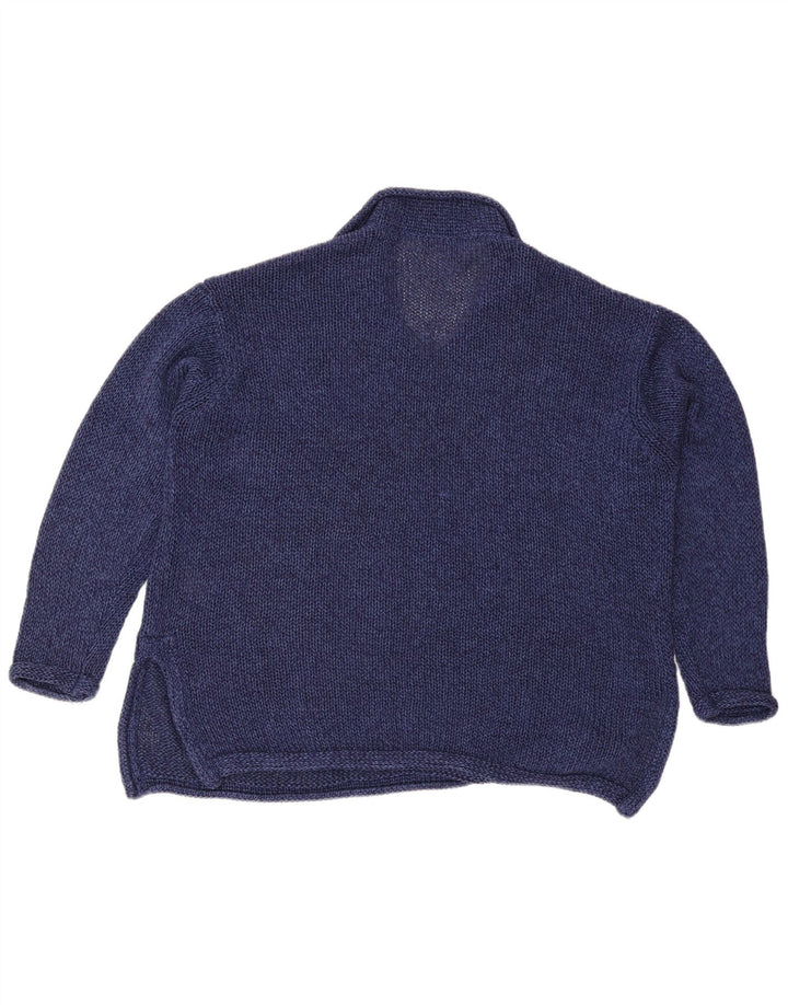 Suéter feminino Marks & Spencer com gola polo e gola polo Reino Unido 12 médio azul marinho