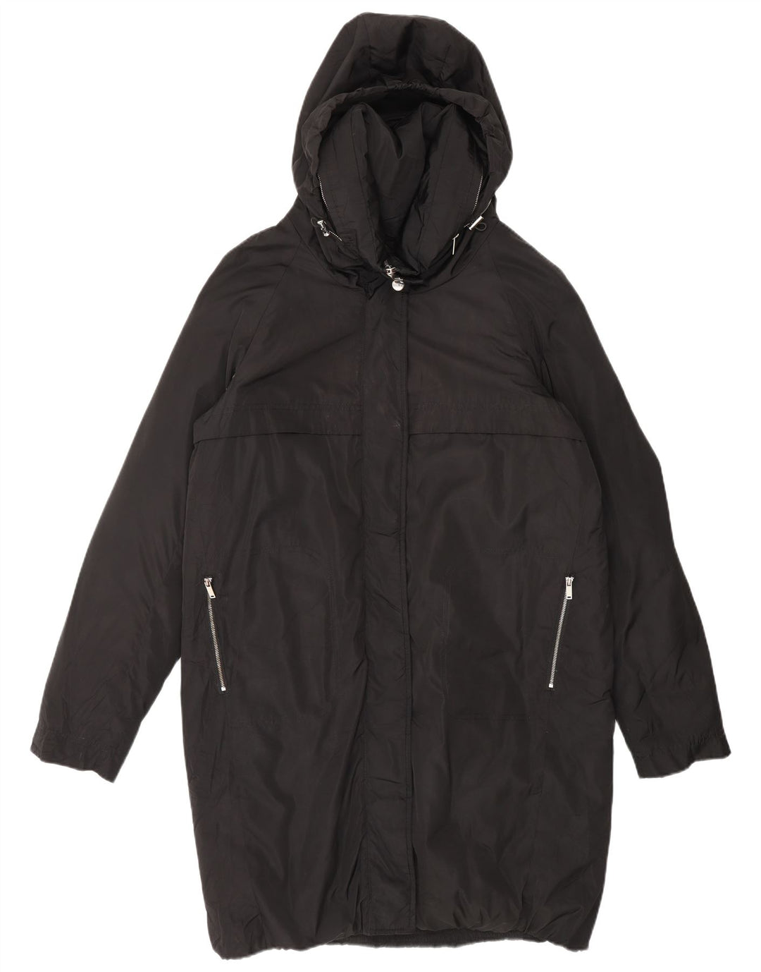 Casaco acolchoado com capuz feminino MANGO UK 14 poliéster preto médio