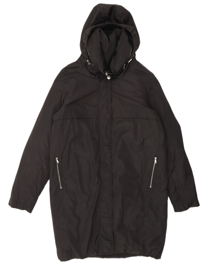 Casaco acolchoado com capuz feminino MANGO UK 14 poliéster preto médio