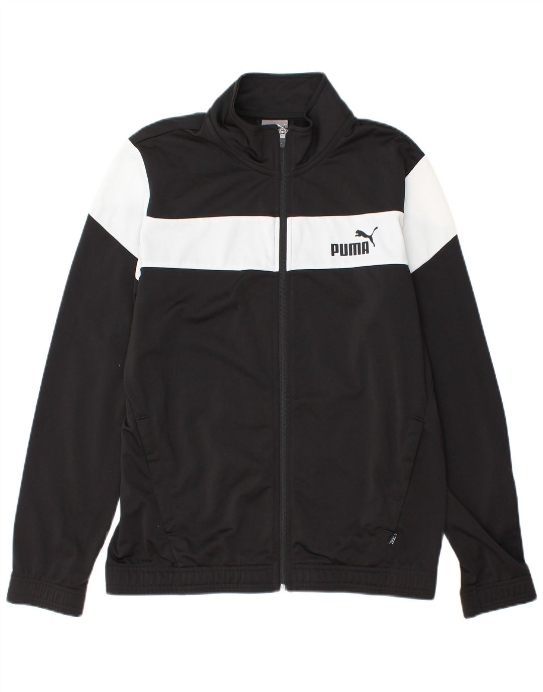 PUMA Mens Tracksuit Top Jacket Pequeno Preto Colourblock Poliéster