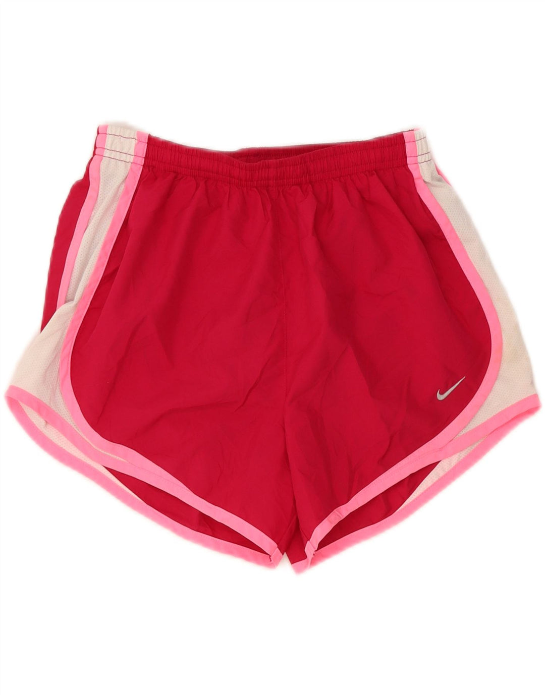 Shorts esportivos femininos NIKE Dri Fit UK 10 pequeno vermelho colorblock poliéster