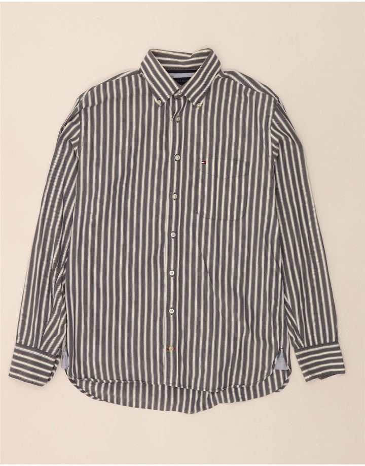 Camisa masculina TOMMY HILFIGER algodão listrado cinza médio