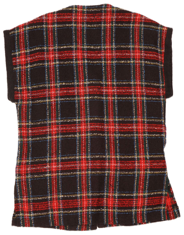 Jaqueta blazer feminina vintage grande com 4 botões Reino Unido 10 pequena xadrez vermelha