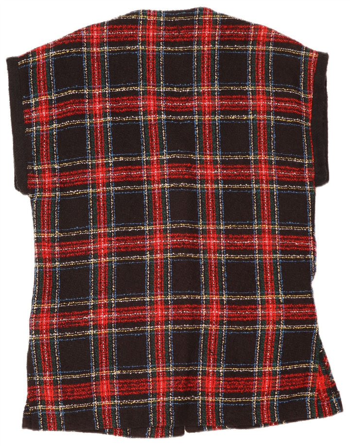 Jaqueta blazer feminina vintage grande com 4 botões Reino Unido 10 pequena xadrez vermelha