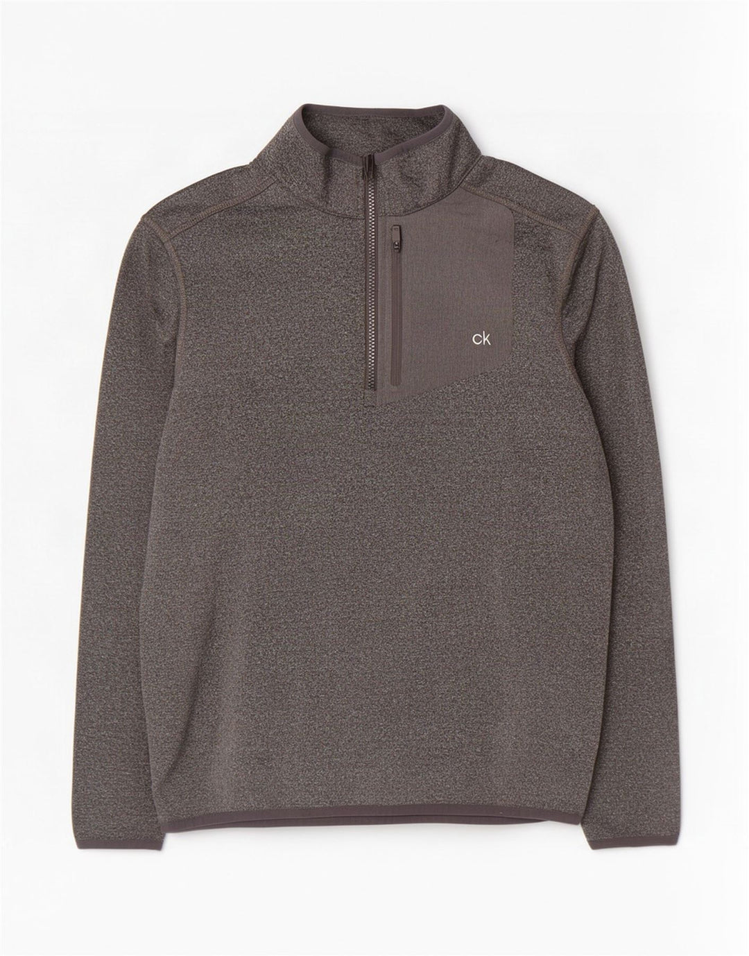 Calvin Klein Masculino Golf Zip Neck Pulôver Treino Top Pequeno Cinza Salpicado