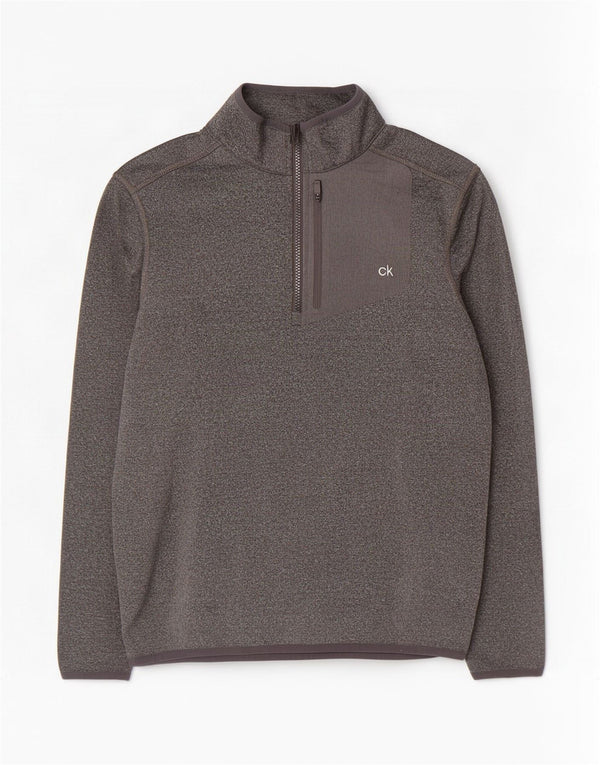 Calvin Klein Masculino Golf Zip Neck Pulôver Treino Top Pequeno Cinza Salpicado