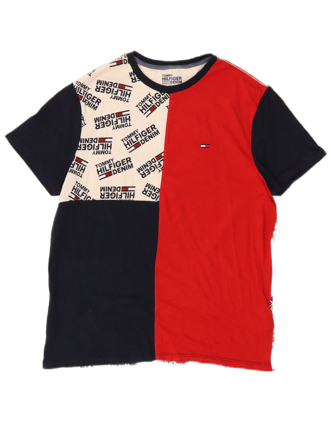 Tommy Hilfiger Camiseta masculina gráfica top pequeno bloco colorido multicolorido