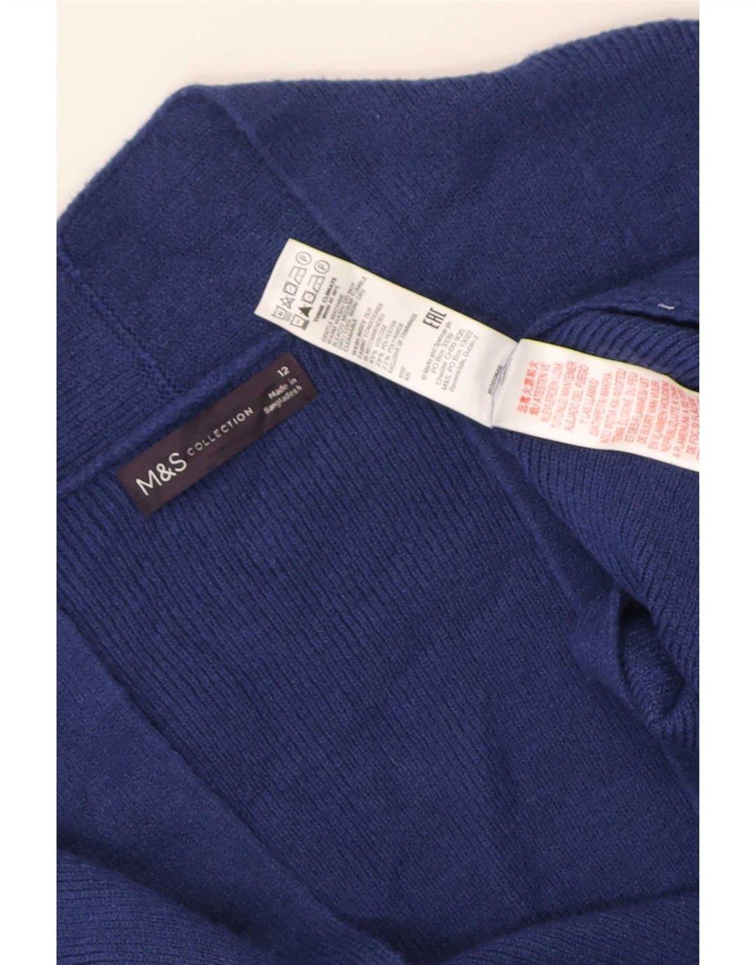 Marks & Spencer Suéter feminino Longline Open Cardigan Reino Unido 12 Azul Médio