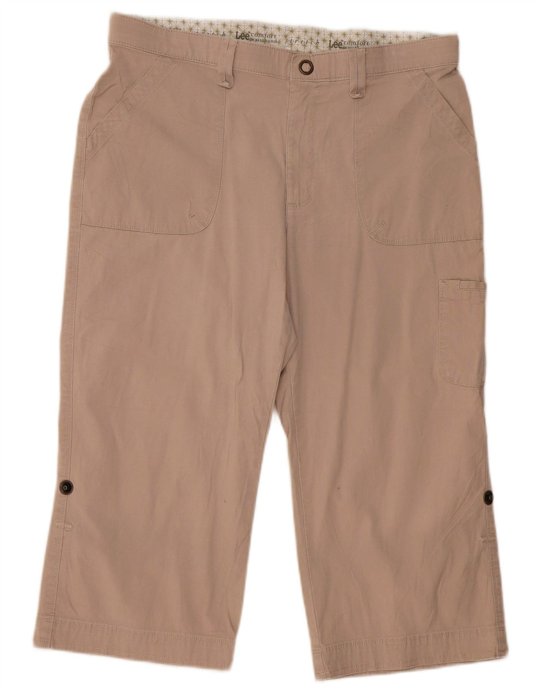Calça cargo feminina LEE Capri US 14 XL W36 L21 algodão bege