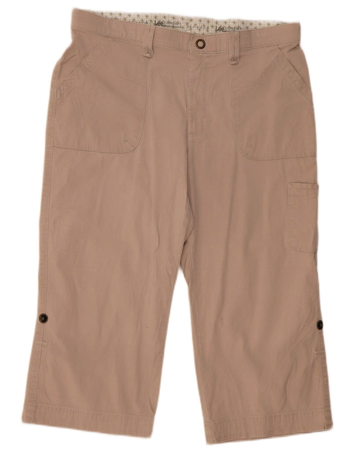 Calça cargo feminina LEE Capri US 14 XL W36 L21 algodão bege