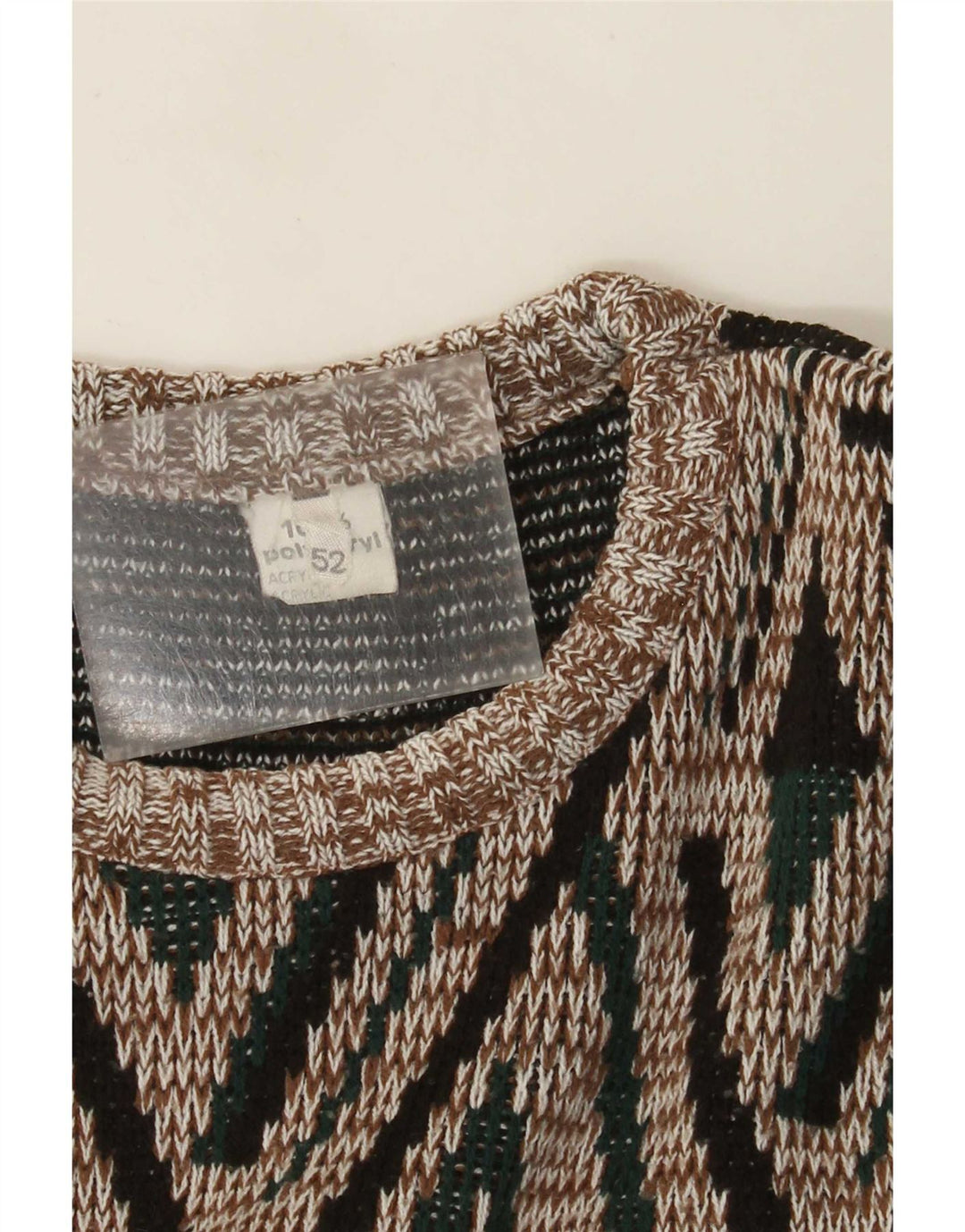 Suéter masculino vintage com gola redonda IT 52 grande geométrico multicolorido