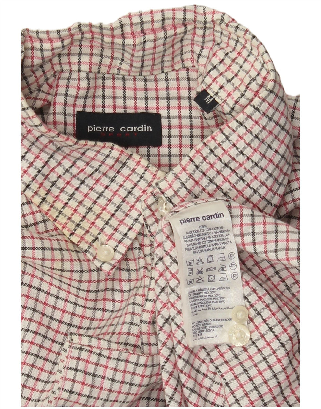 Camisa xadrez masculina Pierre Cardin média de algodão xadrez multicolorido