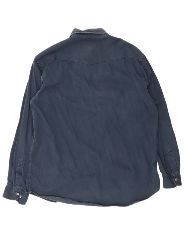 Camisa jeans masculina Carrera tamanho 39/40 algodão azul marinho médio