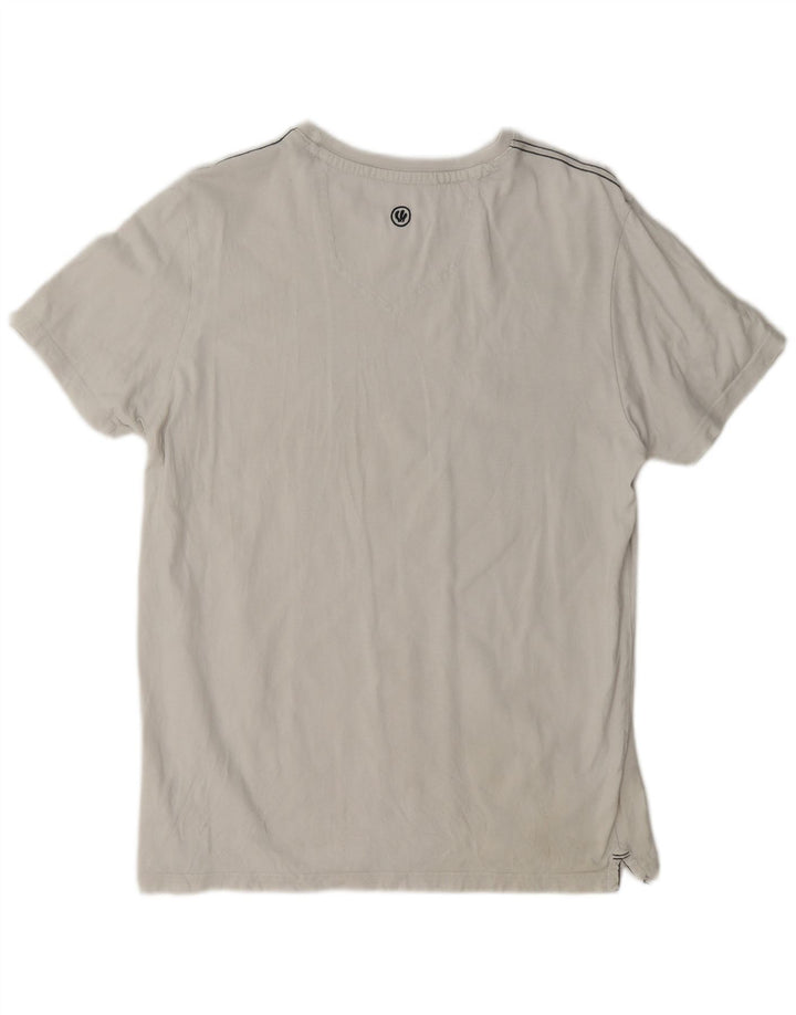 Camiseta gráfica masculina Fat Face Top médio algodão branco
