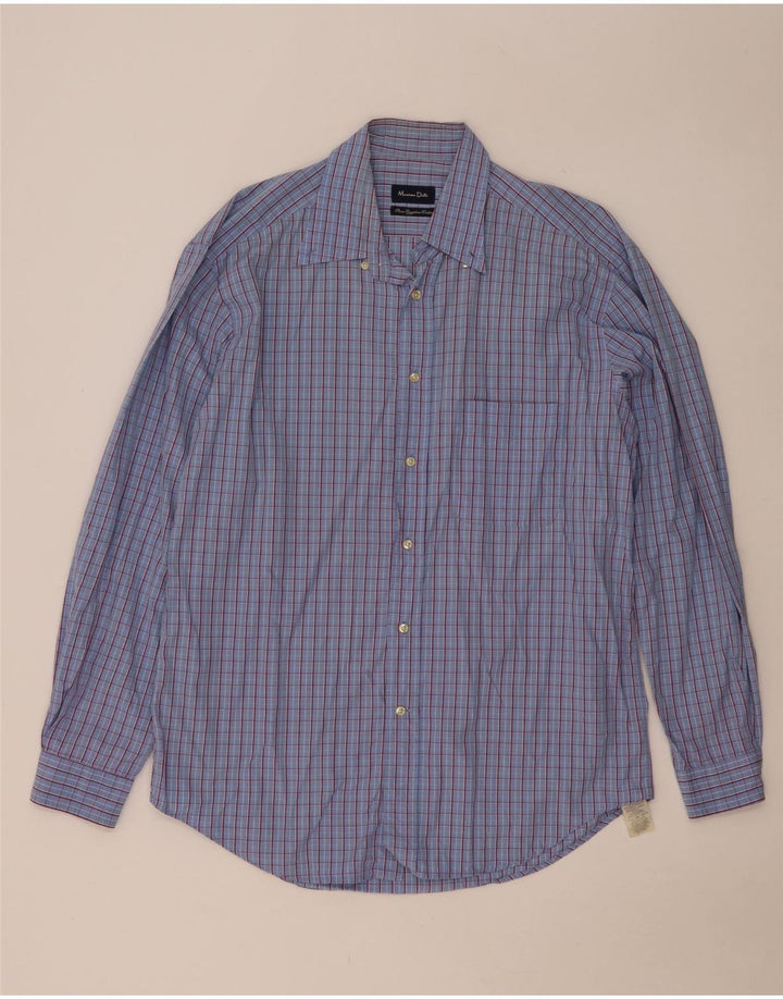 Camisa masculina Massimo Dutti tamanho 44 XL algodão xadrez azul
